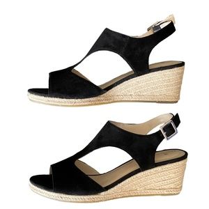 NEW Bandolino ‘Natasha’ Suede Espadrille Wedge Sandal | Black | 10
